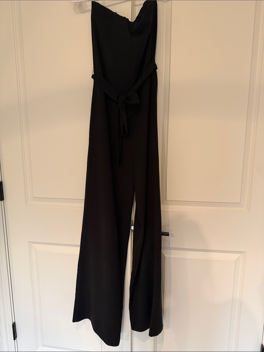Vince Black Strapless Wide-Leg Jumpsuit with Waist Tie